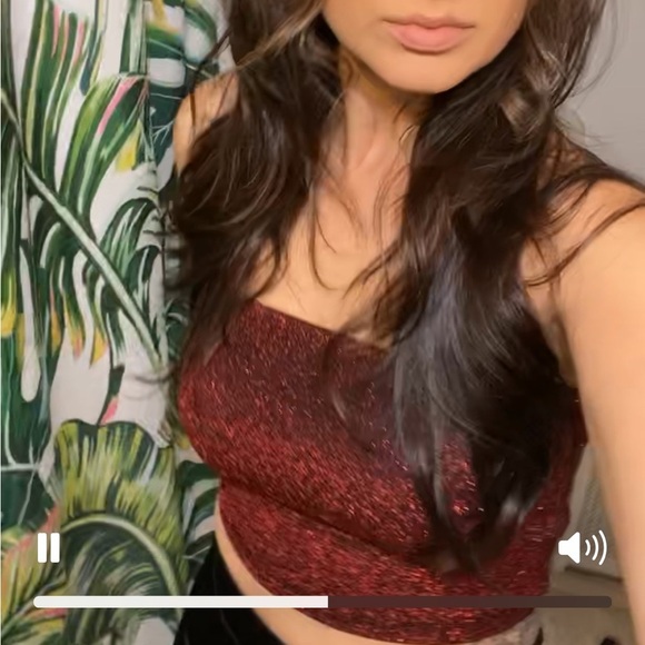 Hot & Delicious Tops - Hot & Delicious Women’s Crop Tube Top Medium Red Sparkle Shimmer Festival Y2K